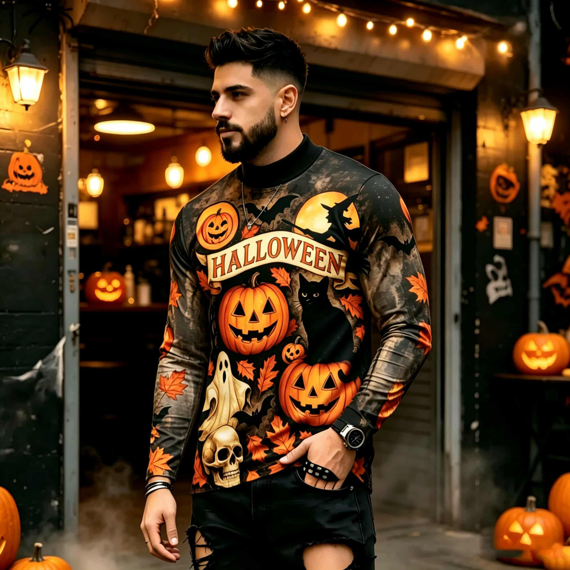 Street Fashion Men - Casual Fashion Street Style Halloween Printed