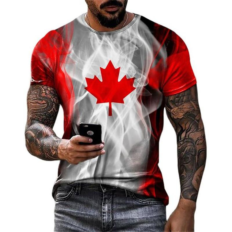 Retro Canada Flag T-shirt 3D P - огляд і ціна Street Fashion Canada