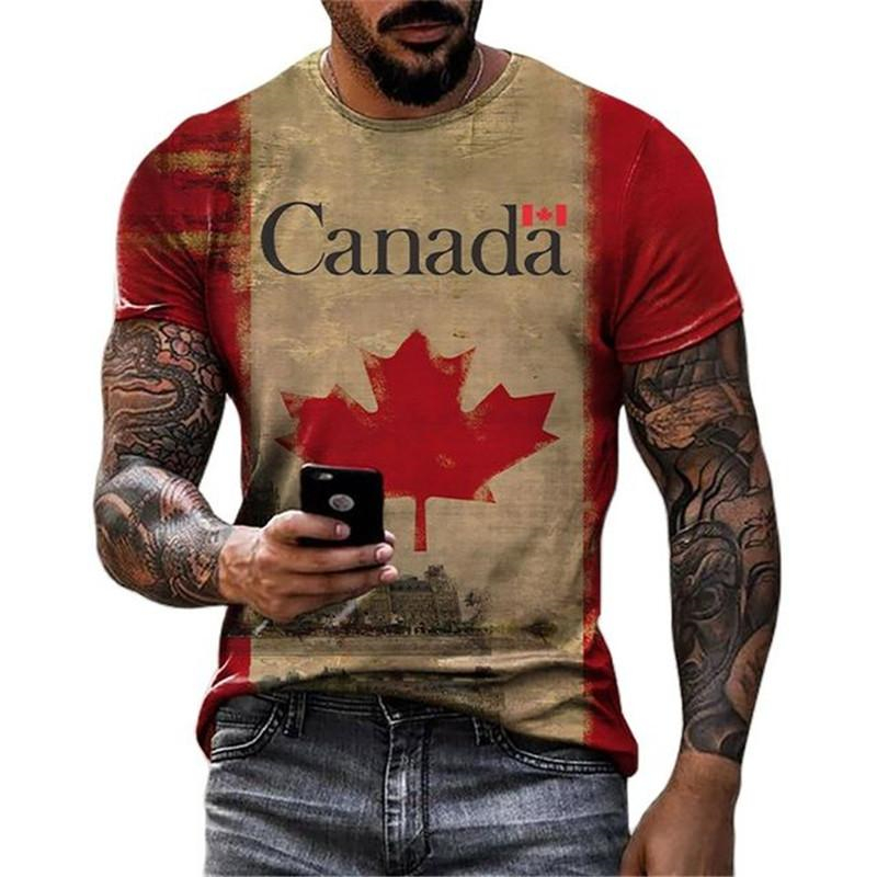 Retro Canada Flag T-shirt 3D P - огляд і ціна Street Fashion Canada