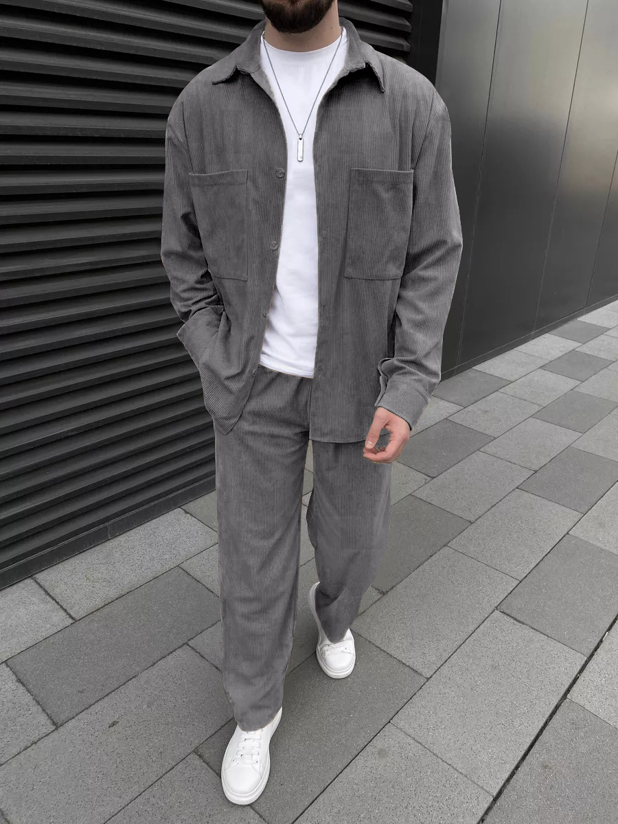 Men's Corduroy Two-Piece Outfi - огляд і ціна Street Fashion Male