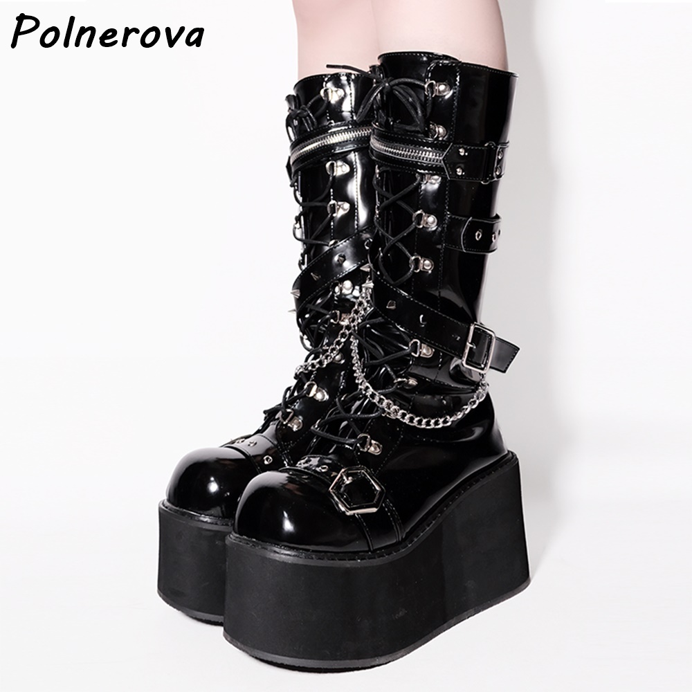 Black Platform Metal Chain Boo - огляд і ціна Street Fashion Punk