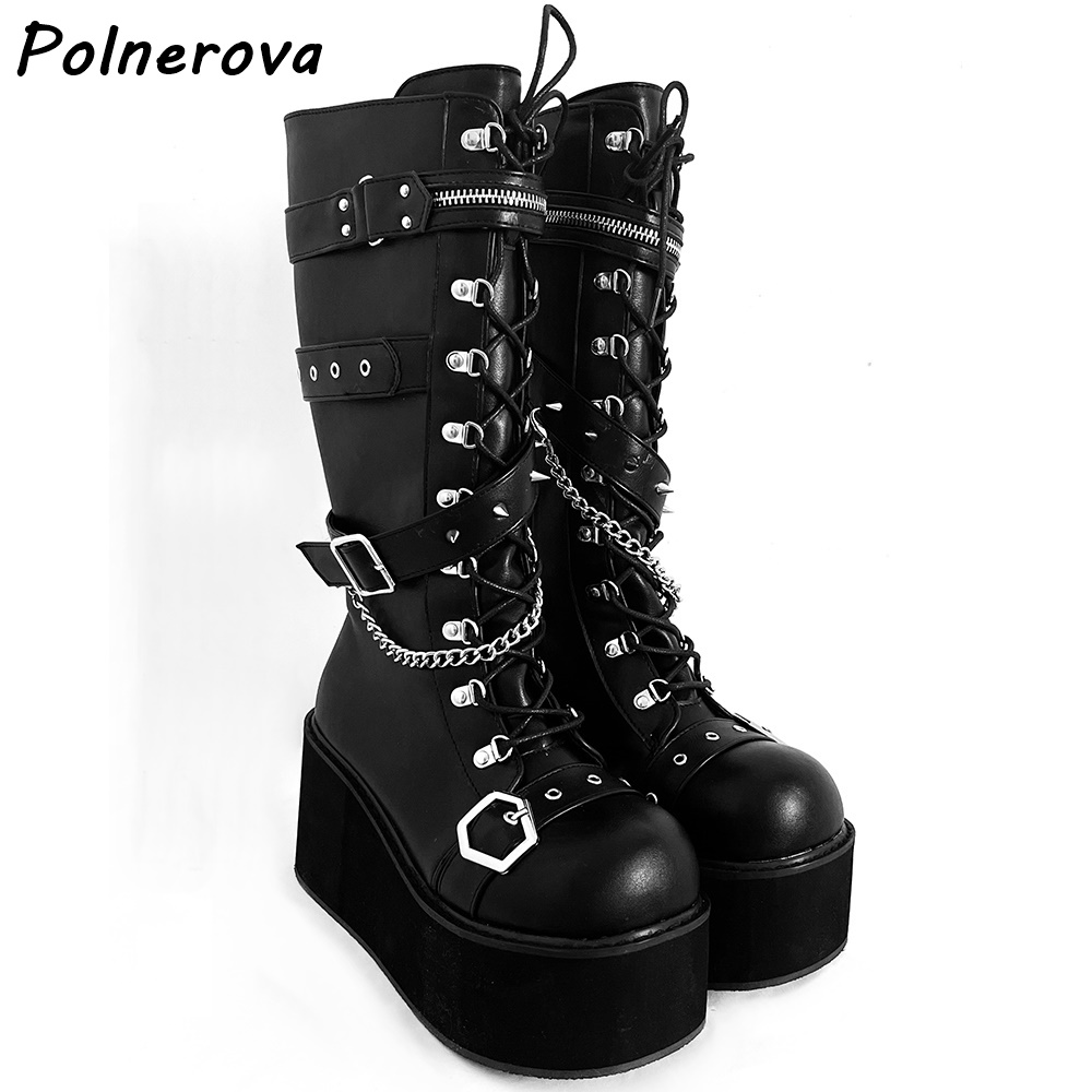 Black Platform Metal Chain Boo - огляд і ціна Street Fashion Punk